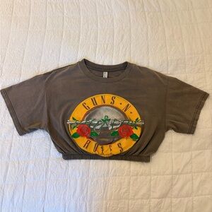 Upcycled Guns N’ Roses Elastic Crop Top – Vintage Rock Band Tee